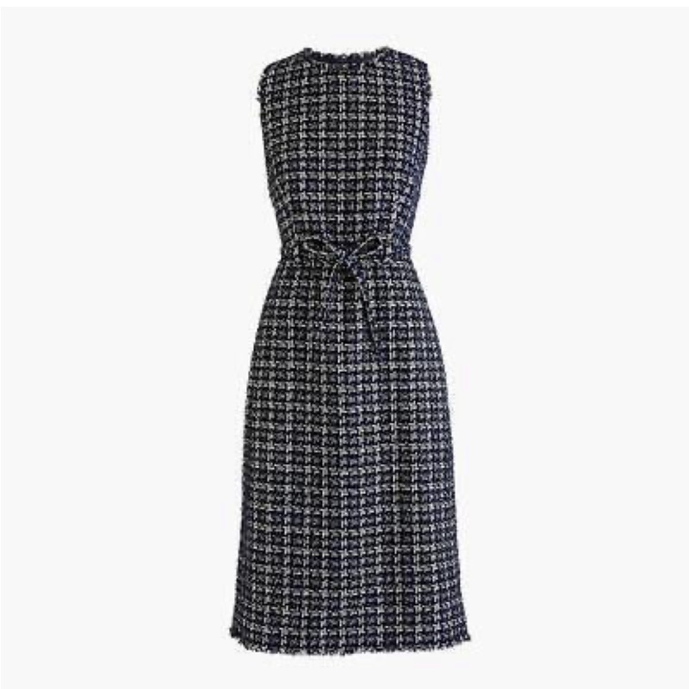 J. Crew Belted Sheath Dress Houndstooth Tweed (4tall)